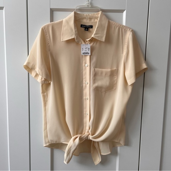 J Crew Yellow Peach Button Down Top xs new - Picture 2 of 4